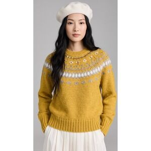 J.Crew Jeweled Fair Isle Sweater (Style K5301) S Preppy Nordic Layering Cozy